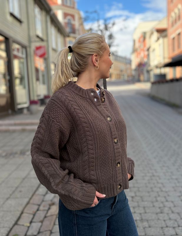 Heather Knit Cardigan Dark Dun
