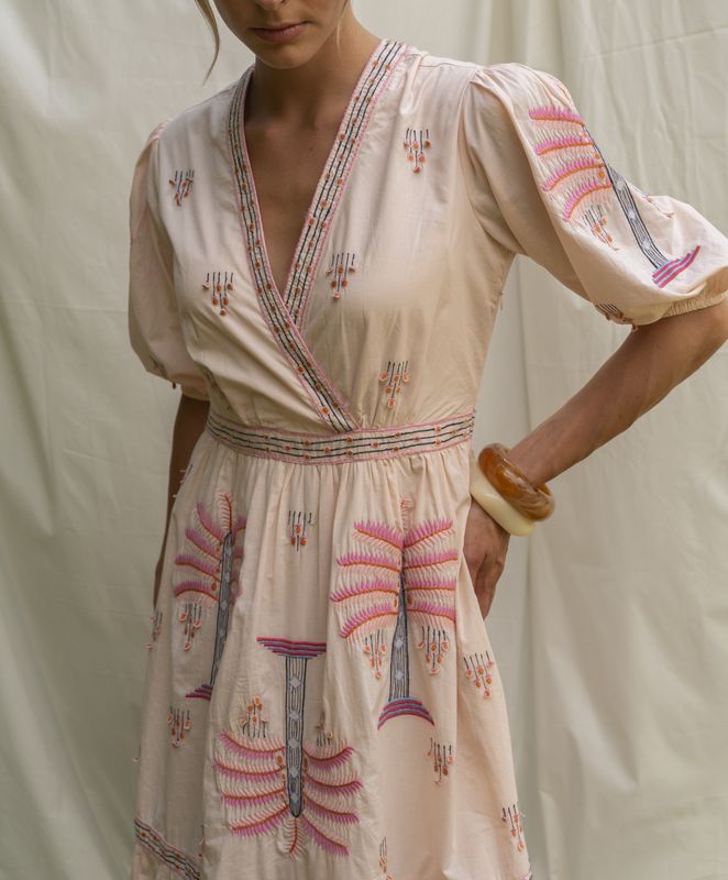Palm Party Dress - Light peach